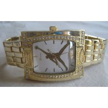 Men's Goldtone Jumpman Basketball Bling Rhinestone Hip Hop Watch