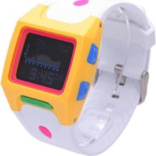 Men's Lodown Plastic Resin Case Digital Quartz White Rubber Strap