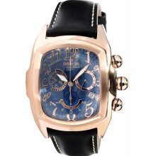 Men's Lupah Rose Gold Tone Stainless Steel Case Blue Tone Dial Chronograph Leath