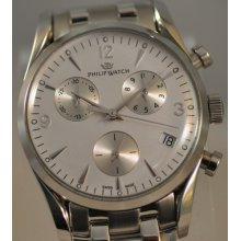 Mens Philip Watch Chronograph Silver Dial Stainless Steel Swiss Made Watch
