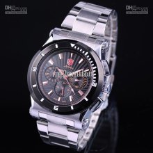 Mens Quartz Wrist Watches 6 Hands Date Display Steel Band 3atm Gift