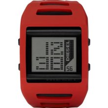 Men's Red Plastic Resin Case Gray Digital Dial Red Plastic Resin Strap