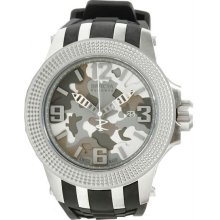 Men's Reserve Stainless Steel Case Rubber Bracelet Silver Camouflage D