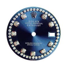 Mens Rolex Datejust Aftermarket Diamond String Dial, Blue, White Gold