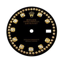 Mens Rolex Datejust Aftermarket Diamond String Dial, Black, Yellow Gold