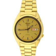 Men's Stainless Steel Automatic Seiko 5 Gold Tone