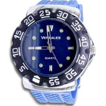 Mens Stainless Steel Blue Rubber Band Quartz Fashion Watch ...
