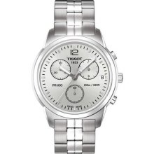 Men's Stainless Steel Case and Bracelet Quartz Chronograph Silver Dial Black