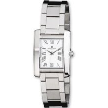 Mens Stainless Steel White Dial Rectangular Watch