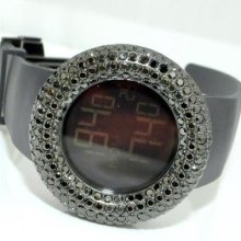 Mens Watch Full Black Case Bazel Digital Kc Rubber Strap 5ct Rodeo Jino Aqua