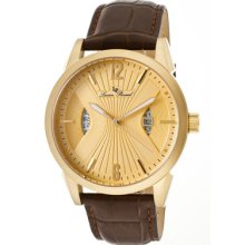 Men's Watzmann Gold Textured Dial Brown Genuine Leather ...