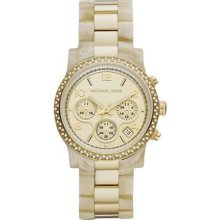 Michael Kors 2 Toned Tortoise Gold Crystal Chrono Ladies Watch Mk5582