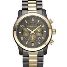 Michael Kors Black and Golden Stainless Steel Runway Chronograph Watc