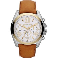 Michael Kors 'Bradshaw' Leather Strap Watch Luggage