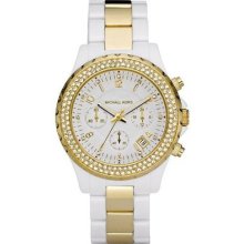 Michael Kors Mk5355 Women's Chronograph Madison Two-tone White Gold Glitz Watch