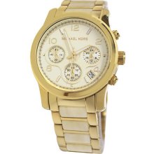 Michael Kors Mk5660 Womens Runway Chronograph Dial Gold Acetate Watch