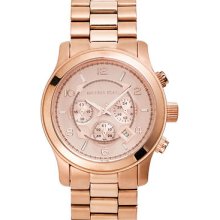 Michael Kors Mk8096 Womens Runway Rose Gold Chronograph Analog Watch
