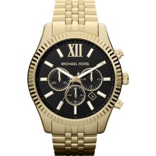 Michael Kors Unisex Goldtone Black Dial Watch MK8286