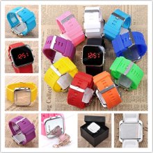 Mirror Led Digital Date Day Sport Wrist Silicone Watch Unisex Men Lady Gift