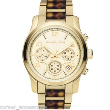 Mk5659 Michael Kors Ladies Gold Tortoise Tone Chrono Date Watch