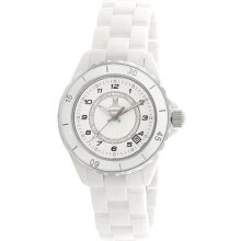 Momentus Stainless Steel & Ceramic White Ceramic Band & Dial Stai ...