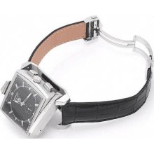 Monaco Stainless Steel Case Reversible Analog And Digital Dial Leather