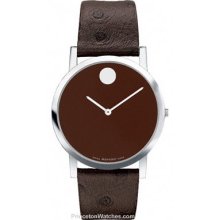 Movado Mens Museum Watch - Brown Dial - Brown Ostrich Leather Strap 0606221