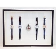 Muhammad Ali Boxing Set Of 5 Vintage Swiss Made Watches Mounted And Framed Rare