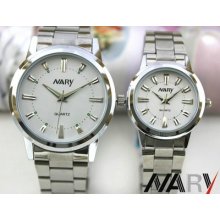 Nary Modern Waterproof Watch Stainless Steel Quartz Watch White Dial