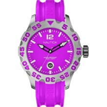 Nautica Ladies Watch A14607g With Pink Dial And Pink Resin Strap