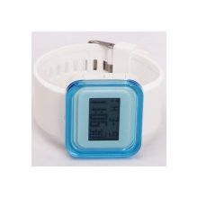 New Charming Dial Digital Display LED Silicone Wrist Watch Light Blue