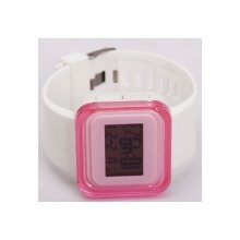 New Charming Dial Digital Display LED Silicone Wrist Watch Pink