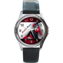 NEW* HOT HARLEY QUINN POSE 001 Round Metal Watch - Silver - Stainless Steel