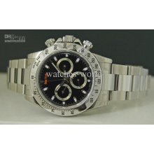 New Luxury Lls Automatic Mens Watch Stainless Steel Daytona Black Di