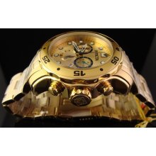 New Mens Invicta 18 K Gold Plated Rare 0074 Scuba Pro Diver Swiss Chronograph