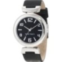 Nine West Women's NW/1263BKBK Silver-Tone Black Leather Strap