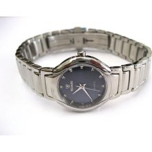 Nivada Swiss Watch Round Silver Stainless Steel High Quality Blue Stud Dial