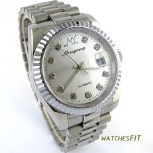 Noble S/steel Automatic Mechanical Date Gentle Office Men's Wrist Watch