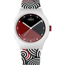Noon Copenhagen Unisex Kolors Plastic Watch - Black Rubber Strap - Red Dial - 33-041