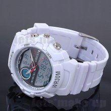 Ohsen Candy Color Lcd Digital Dual Time Analog Quartz Sport Wrist Watch Gift