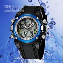 Ohsen Dual Time Watches Men Digital Sport Dive Stainless Water Proof