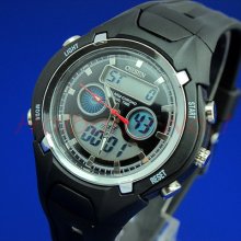 Ohsen Led Multi-time Zone Alarm Waterproof Mens Sport Watch