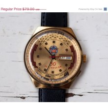 ON SALE - Soviet watch Russian watch Men watch Mechanical watch -big huge watch-golden color watch - 