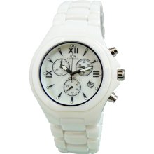 Oniss ON811-MWH Men's White Ceramic Swiss Quartz Chronograph Watch
