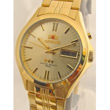Orient Automatic Men's Watch Day/date Gold Tone Gold Dial