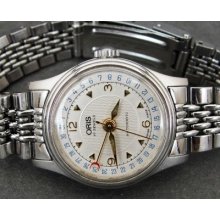 Oris 2688 17 Jewels Skeleton Back Swiss Eta Ss Steel Date Automatic Ladies Watch