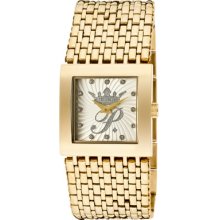 Paris Hilton Watches Women's White Crystal Champagne Textured Dial Gol