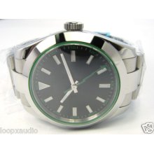 Parnis Pr8 Explorer Sterile Dial 41mm To Crown Ss Watch Green Hand Milgauss Auto