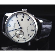 Parnis White Pilot Automatic 44mm Mens Watch Subdial9