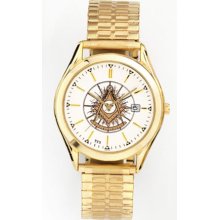 Past Master Watches - Men's Gold Tone Expansion Strap Masonic Watch